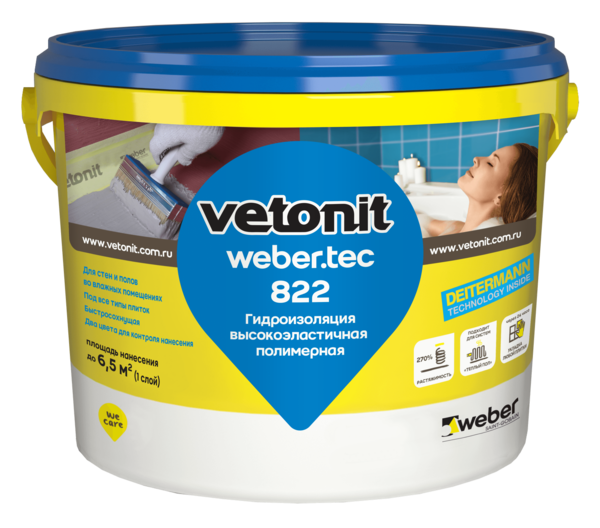 VETONIT гидроизоляция weber.tec 822, 4кг 