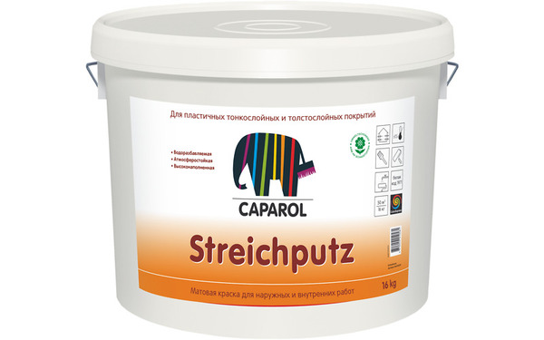 CAPAROL Краска водно-дисперсионная для наружных работ Streichputz / Штрайхпутц колеруемая,16кг