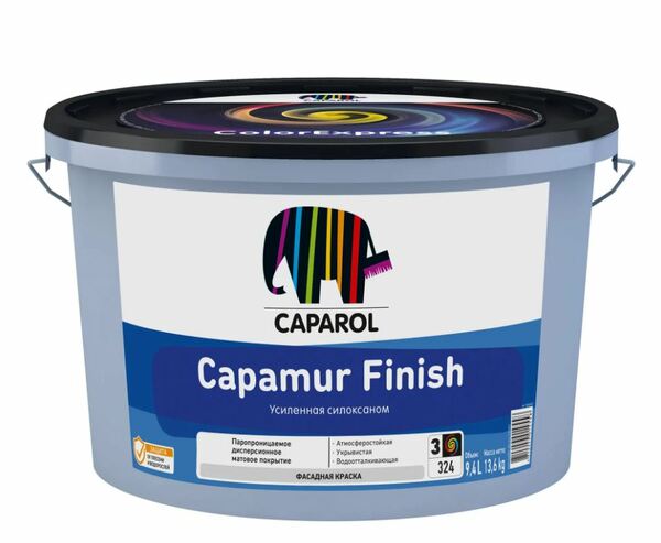 CAPAROL Краска водно-дисперсионная для наружных работ Capamur Finish  База 3, 9,4 л