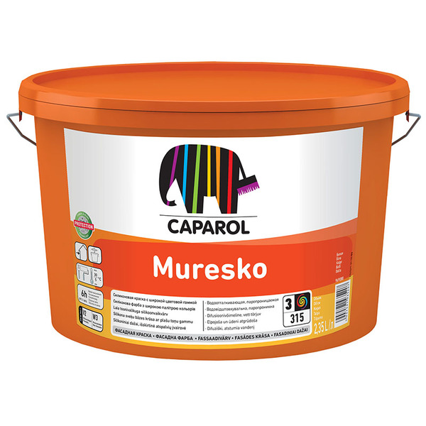 CAPAROL Краска водно-дисперсионная для наружных работ Muresko База 3, 9,4 л