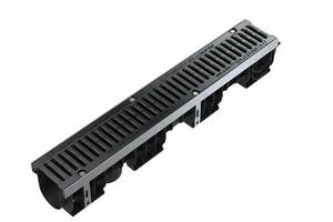 Лоток водоотводный PolyMax Drive ЛВ-10.16.15-ПП пластиковый с решеткой щелевой чугунной ВЧ кл. C 