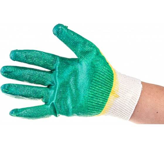 Перчатки трикотажные с 2-м латексным обливом (Зеленые)
