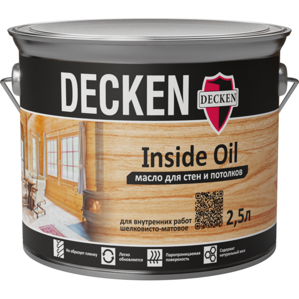 Масло для стен и потолков DECKEN Insidе Oil/Wood дуб антик/2,5 л