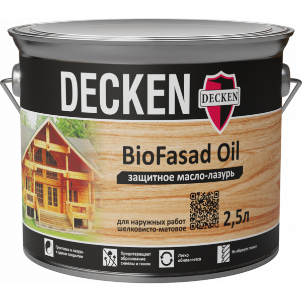 Защитное масло лазурь DECKEN BioFasad Oil/Wood сосна/2,5 л