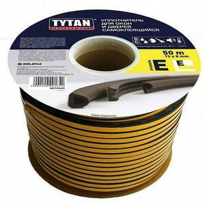 TYTAN Professional уплотнитель для окон Е 50m х 15mm x 8 mm черный 