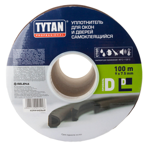 TYTAN Professional уплотнитель для окон D 100m х 9mm x 7.5 mm белый
