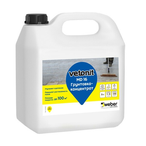 VETONIT грунтовка-концентрат для пола и стен Vetonit MD 16, 3л