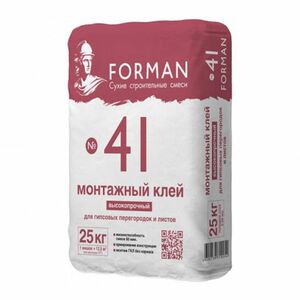 Клей монтажный для ГКЛ и ГПП FORMAN 41 (25 кг)