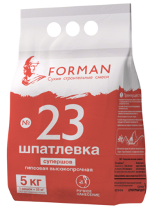 Шпаклевка гипсовая финишная высокопрочная супершов FORMAN 23 (5кг)