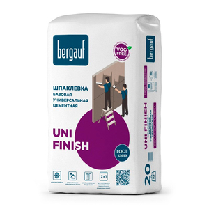 Шпаклевка Bergauf Uni Finish универсальная белая цементная, 20 кг 