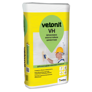 VETONIT шпаклевка цементная weber.vetonit VH для влажных помещений белая 20кг