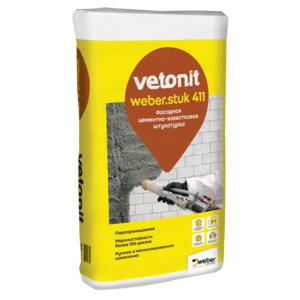 VETONIT штукатурка weber.Stuk 411 цементно-известковая фасадная (30 кг) 