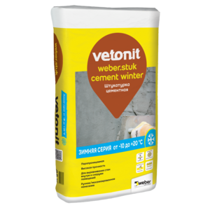 VETONIT штукатурка weber.stuk cement winter цементная фасадная (до -10°С), 25 кг 