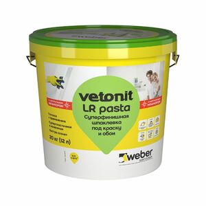 VETONIT шпаклевка weber.vetonit LR Pasta  готовая суперфинишная полимерная белая д/сухих помещений, 5 кг