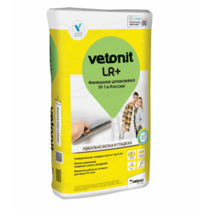 VETONIT  Vetonit LR+ шпаклевка  финишная полимерная белая для сухих помещений 1-5 мм, 25кг 