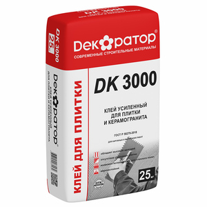 Клей усиленный для плитки и керамогранита DK 3000, 28кг Декоратор