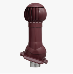 Комплект с приточным вентиляционным клапаном, изолированный, кровли фальцевые и гибкие черепицы Ø125/160мм бордовый