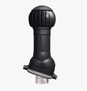 Комплект с приточным вентиляционным клапаном, изолированный, кровли фальцевые и гибкие черепицы Ø125/160мм черный