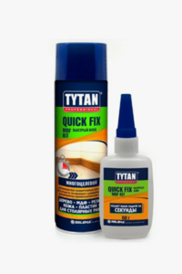 TYTAN Professional Quiсk Fix клей цианакрилатный двухкомпонентный для МДФ прозрачный  200 мл/ 50 г