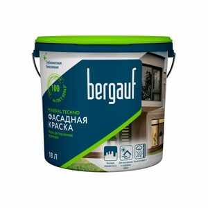 Краска Bergauf Mineral Techno водно-дисперсионная акриловая для фасадных работ база С ЛЕТО-ЗИМА, 9 л