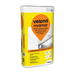 VETONIT клей Mramor белый плиточный цементный клей эластичный усиленный, 25 кг