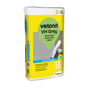 VETONIT VH Grey Шпаклевка финишная цементная влагостойкая серая, 20кг