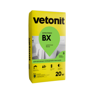 Vetonit®  ВХ Шпаклевка влагостойкая цементная белая, 20 кг