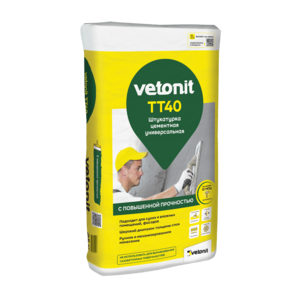 Сухая штукатурка цементная универсальная VETONIT TT40, 25 кг