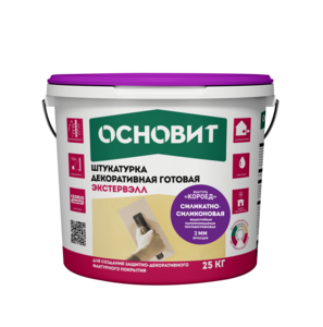Штукатурка декоративная готовая ОСНОВИТ ЭКСТЕРВЭЛЛ OSs-2.0 WK У c-c короед супербелая база 25кг