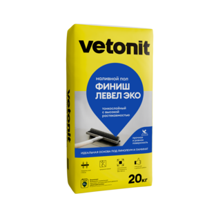 Пол Vetonit финиш левел эко тонкослойный наливной пол, 20 кг