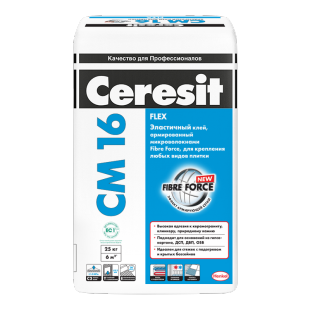 Клей Ceresit СМ 16 (25кг) Эластичный клей для плитки для наружных и внутренних работ