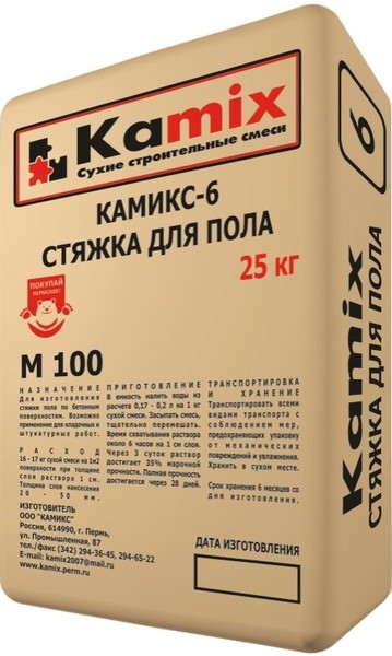 Стяжка для пола КАМИКС-6  М100 (25кг)