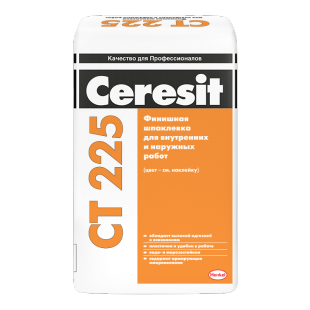 Шпаклевка Ceresit СТ 225 финишная для наружных и внутренних работ БЕЛАЯ (25кг)