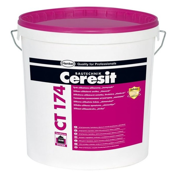 Штукатурка Ceresit CТ 174 силикатно-силиконовая декоративная "камешковая" база 2,0 (25кг)