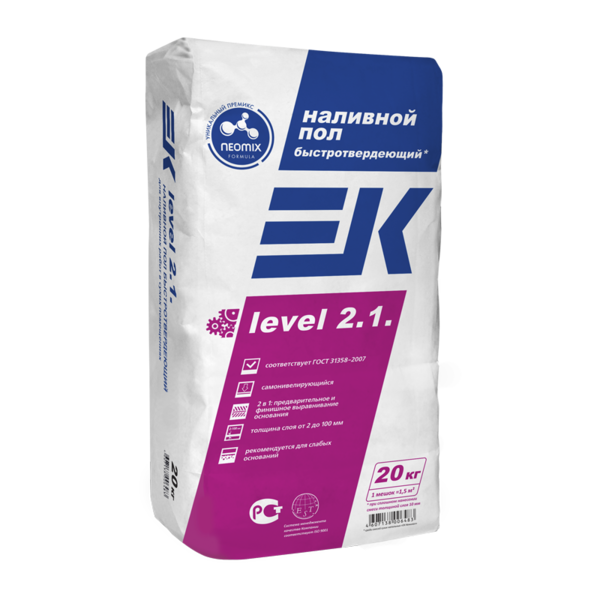 Пол наливной быстротвердеющий ЕК LEVEL 2.1. 20кг