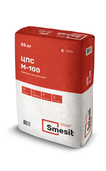 Цементно-песчаная смесь  М-100 SMESIT 25 кг
